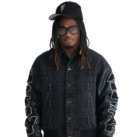 Denim Varsity Jacket (Black)