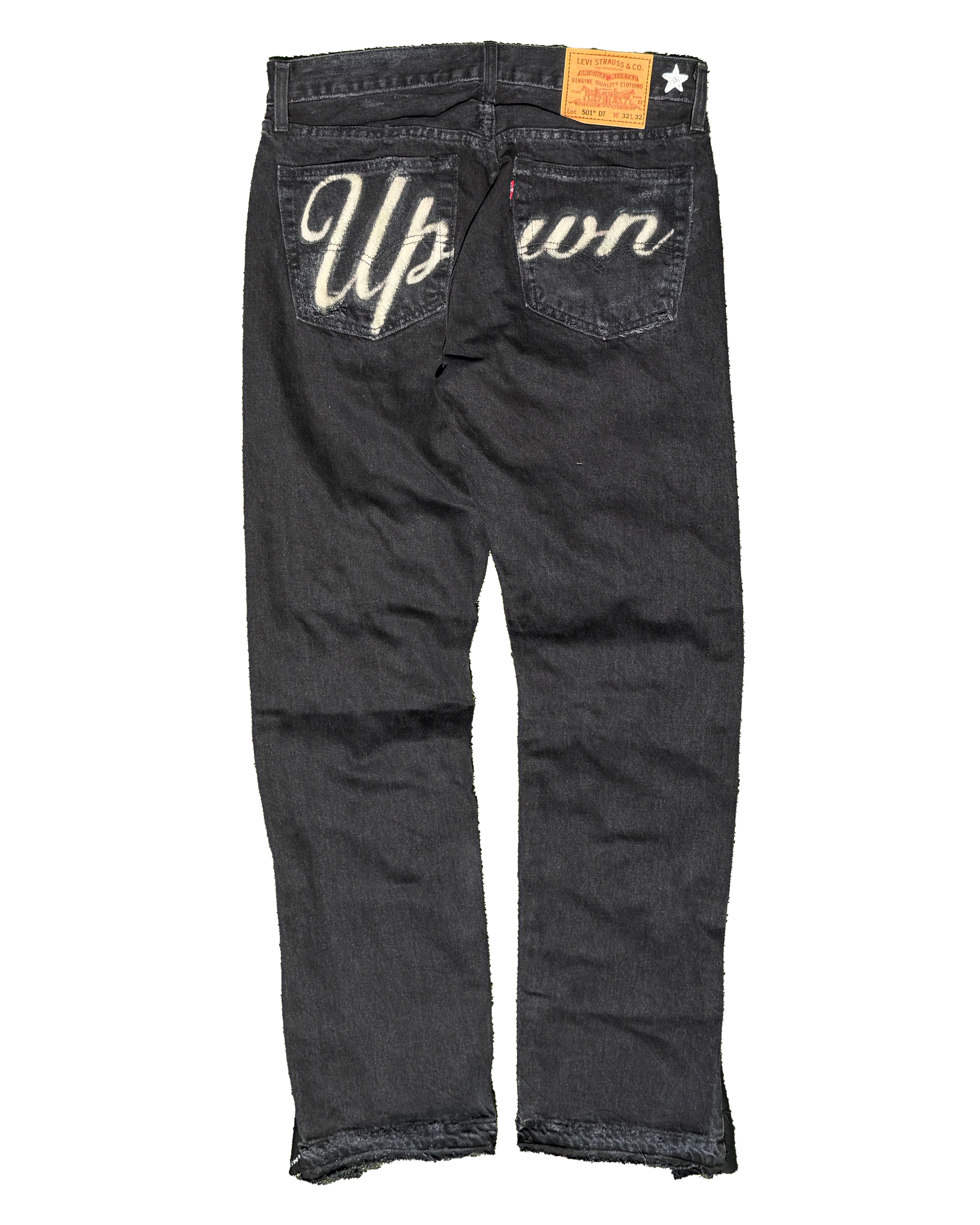 Bleached Flare Script Denim